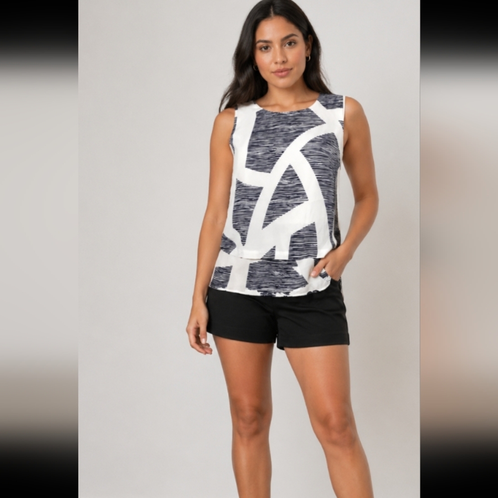 A/X Armani Exchange blue white layered blouse S